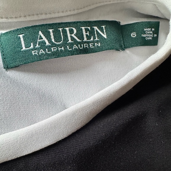 Ralph Lauren Black and White Dress 3/4 Sleeve Mock Neck. Ptp 17” lenght 36” - Picture 7 of 7